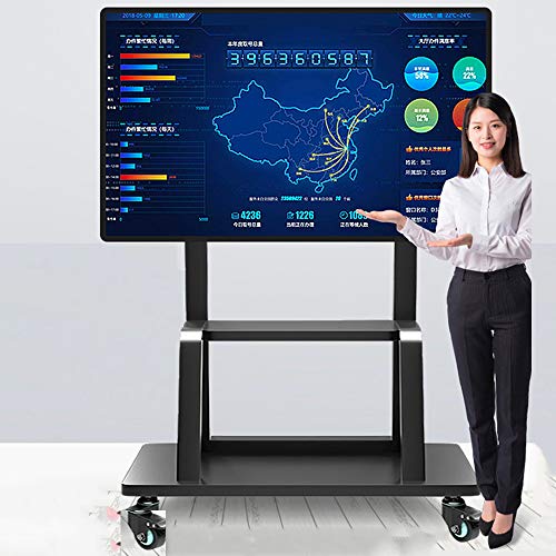 TV Floor Mount Height Adjustable TV Stand with Shelf and Wheels Q1394