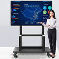 TV Floor Mount Height Adjustable TV Stand with Shelf and Wheels Q1394