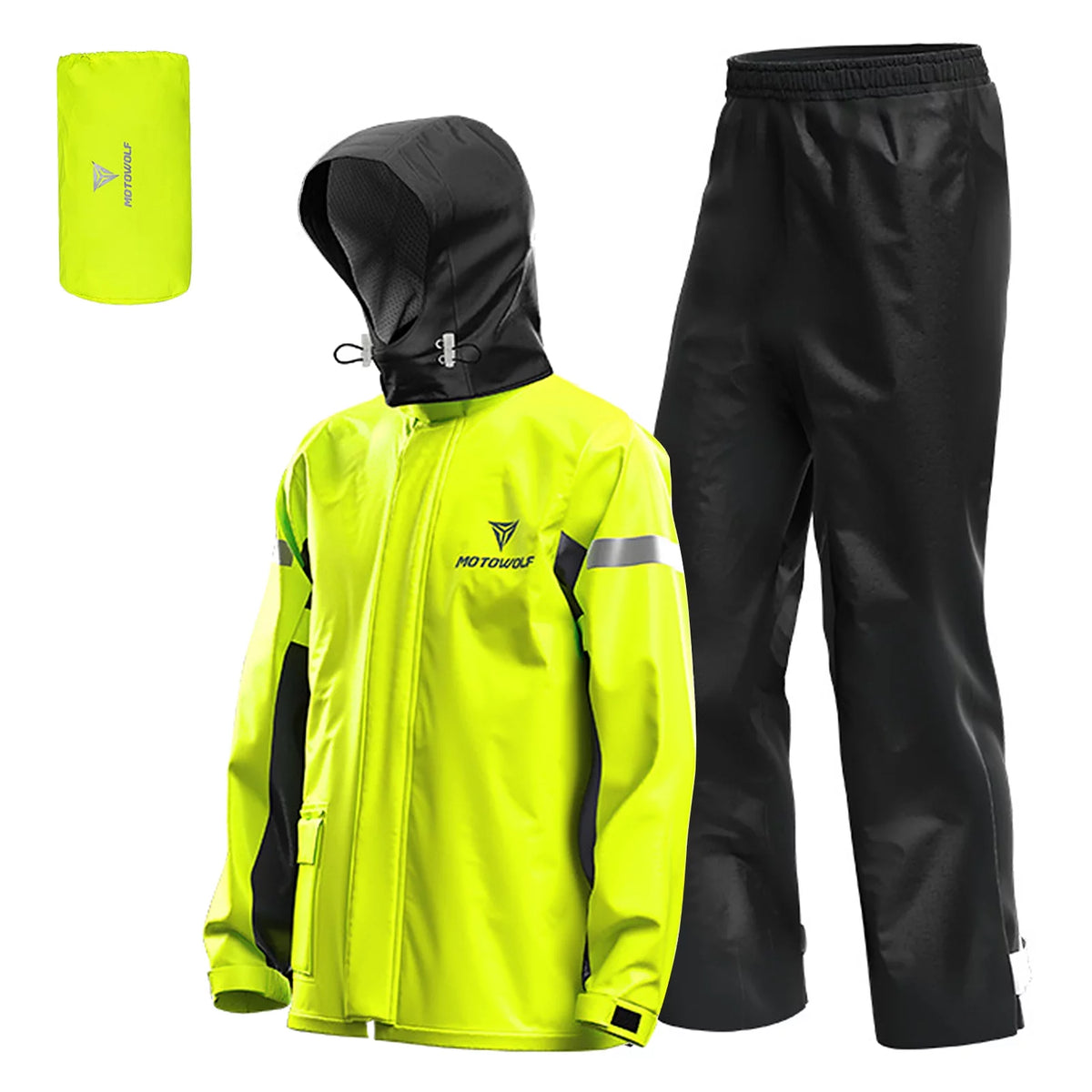 Men's Reflective Waterproof Motorcycle Rain Suit Jacket and Pants Set N4159
