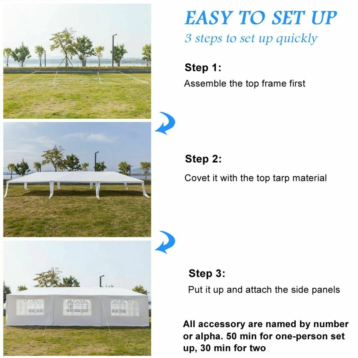 10'x30' Outdoor Canopy Tent with 7 Removable Walls R162