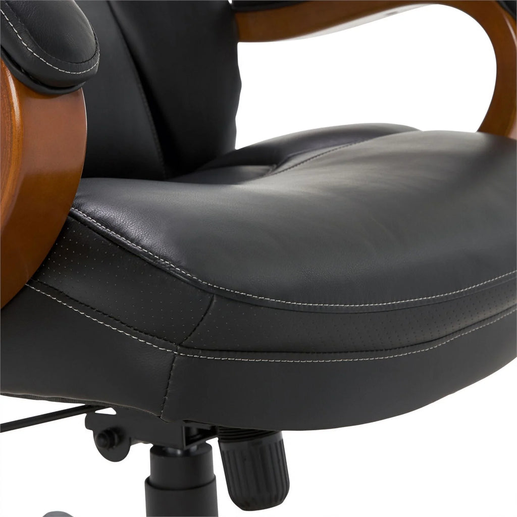 Big and Tall Executive Office Chair with Wood Accents Black N469