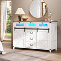 White 6 Drawer Dresser with 2 Sliding Doors P62962