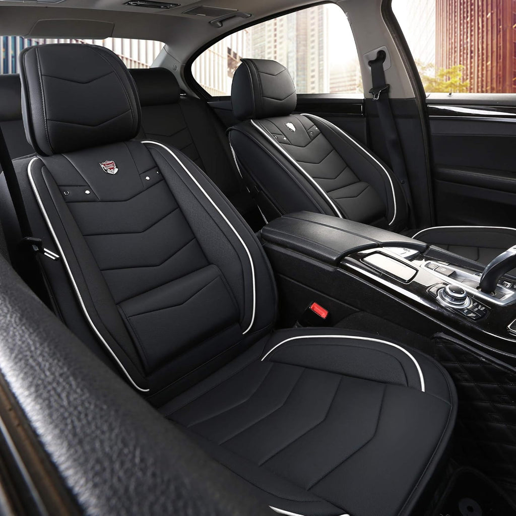 Black with Red Trim Full Set Water Proof Synthetic Leather Car Seat Cover V6259