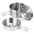 2pcs Stainless Steel Camping Cookware Set with Mesh Carry Bag K3705