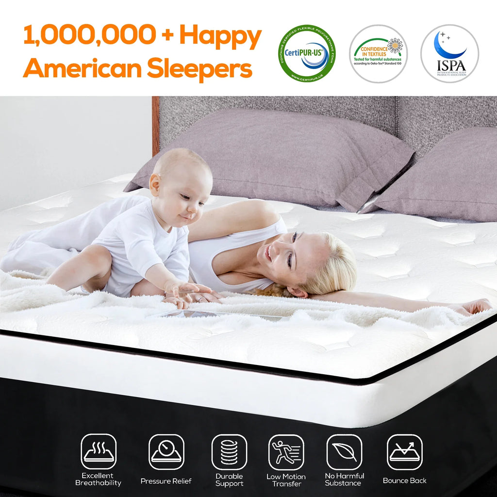 14 inch Gel Memory Foam Pocket Spring Hybrid Mattress L325437
