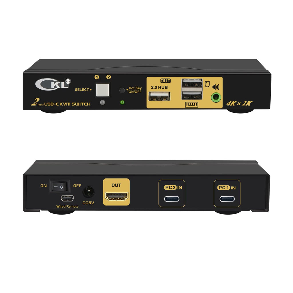 2 Port Dual Monitor KVM Switch HDMI 4K@60Hz with Audio Outputs and USB 2.0 HUB T24034