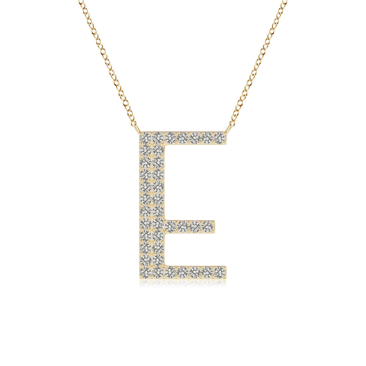 Natural Diamond Initials Pendant Necklace in 14K Yellow Gold with 18 Inch Chain N1240