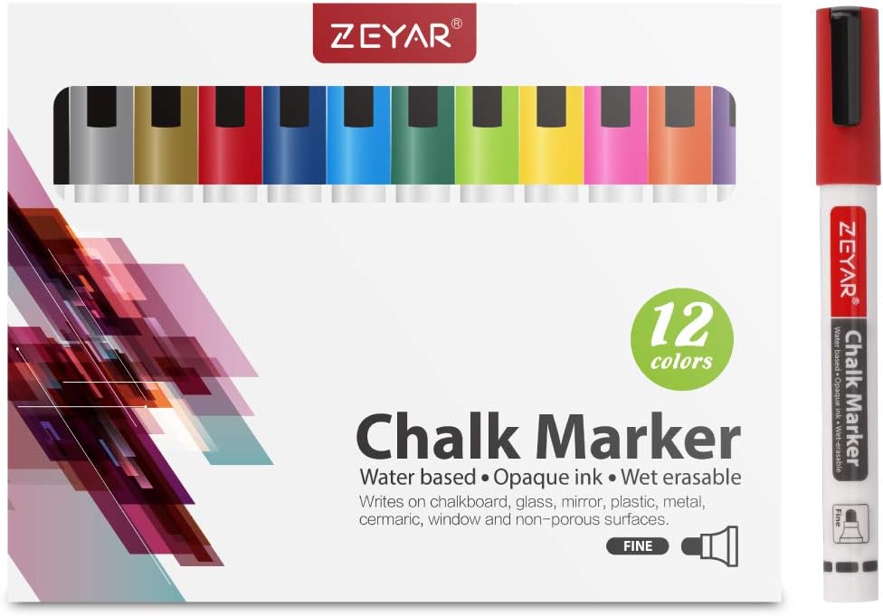 Fine Tip Liquid Chalk Marker, Pack of 2, 48 Full Colors A7347