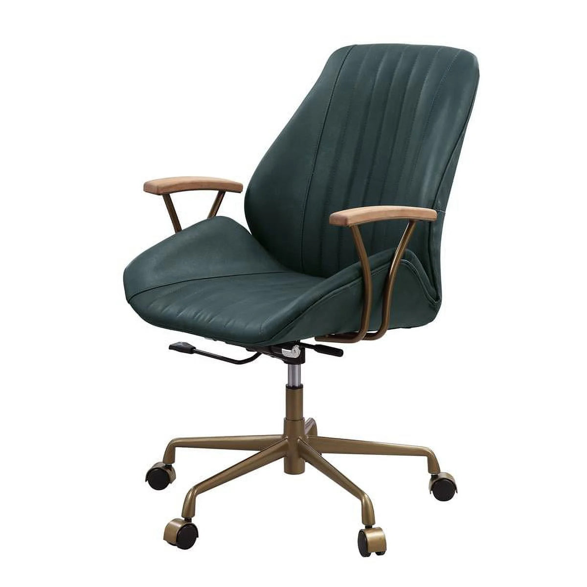 Dark Green Leather Office Chair V3149