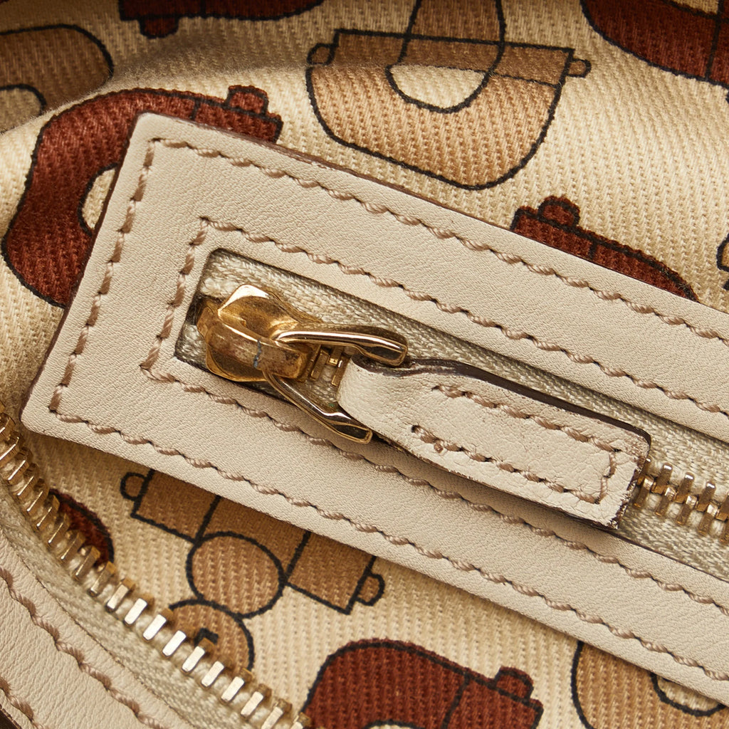 White Calf Leather Boston Bag T50942