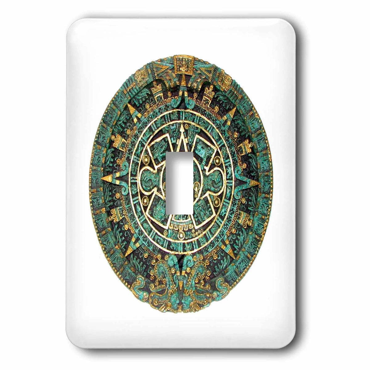 Turquoise And Gold Aztec Calendar Single Toggle Switch J55890