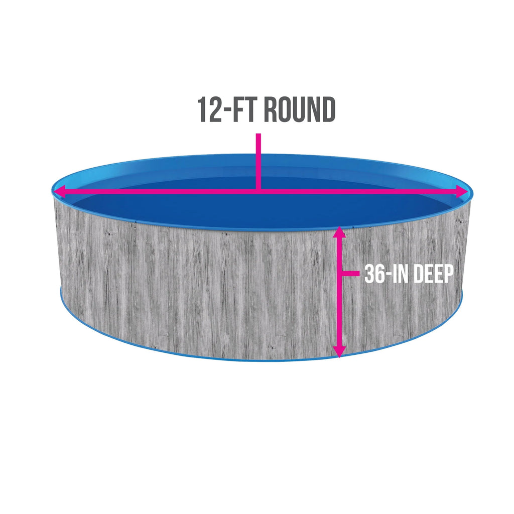 12-ft Round 36-in Deep Steel Wall Above Ground Swimming Pool I7679