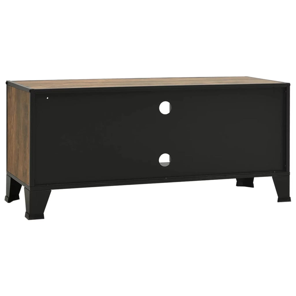 Rustic Brown TV Stand with 2 Mesh Doors and Storage Shelf Q4022