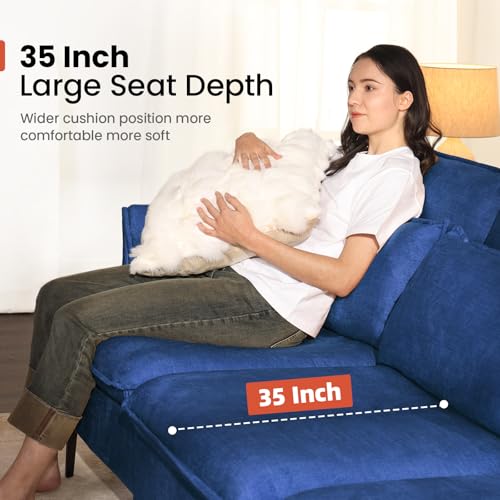Blue Upholstered Deep Seat Sofa with Washable Cover D431474