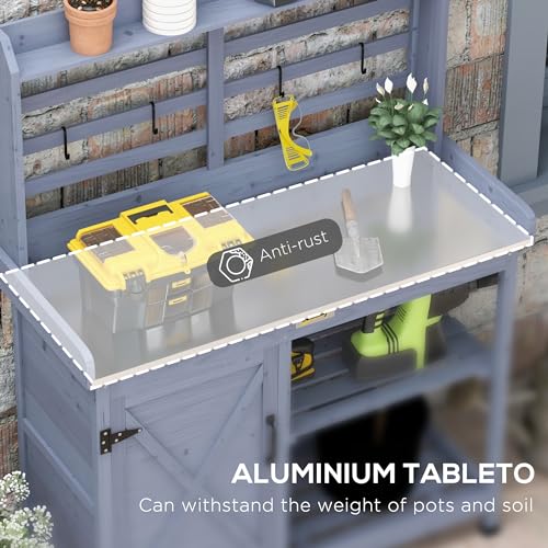 Wooden Potting Bench Table with Storage Cabinet N3435