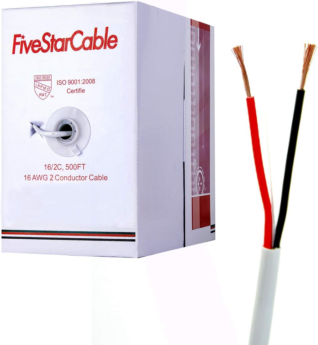 16/2 CMR Rated Solid Bare Copper 2 Conductors Audio Speaker Cable Wire White A9260
