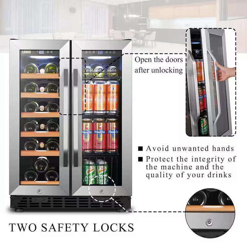 18-Bottle 55-Can Dual Zone Stainless Steel Wine Refrigerator H257