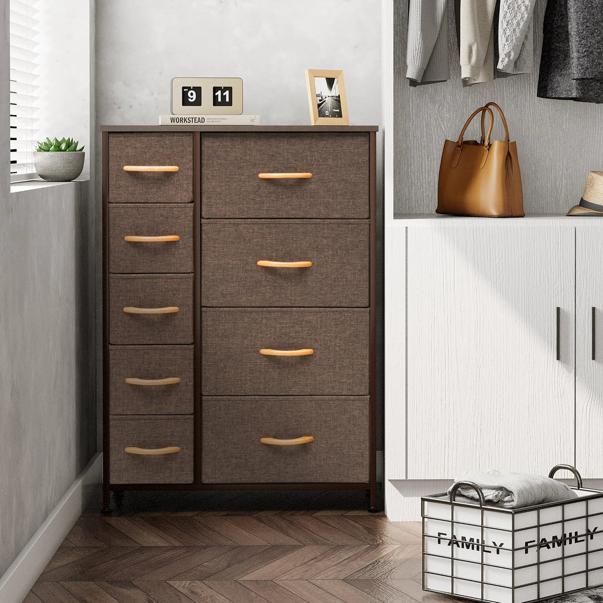 9 Drawer Brown Dresser P2128