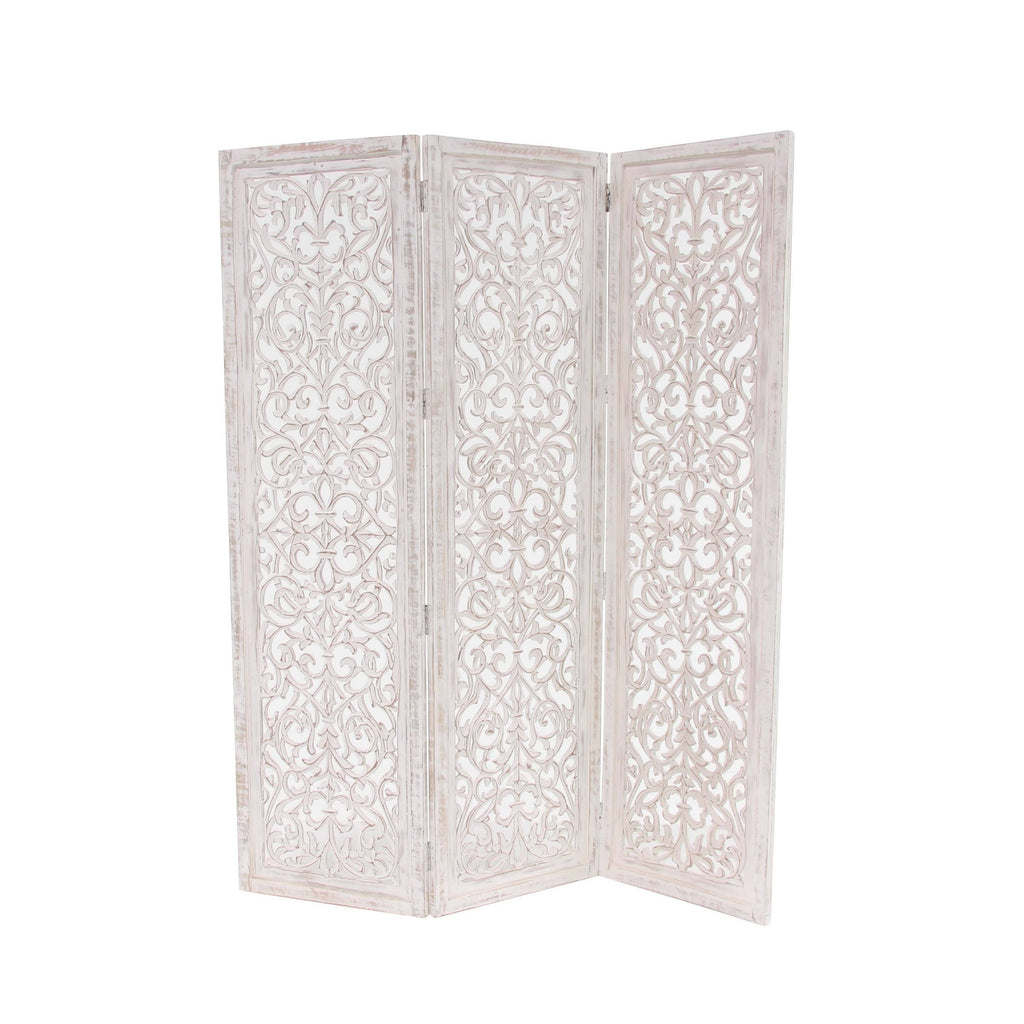 Whitewashed 3 Panel Room Divider A2336