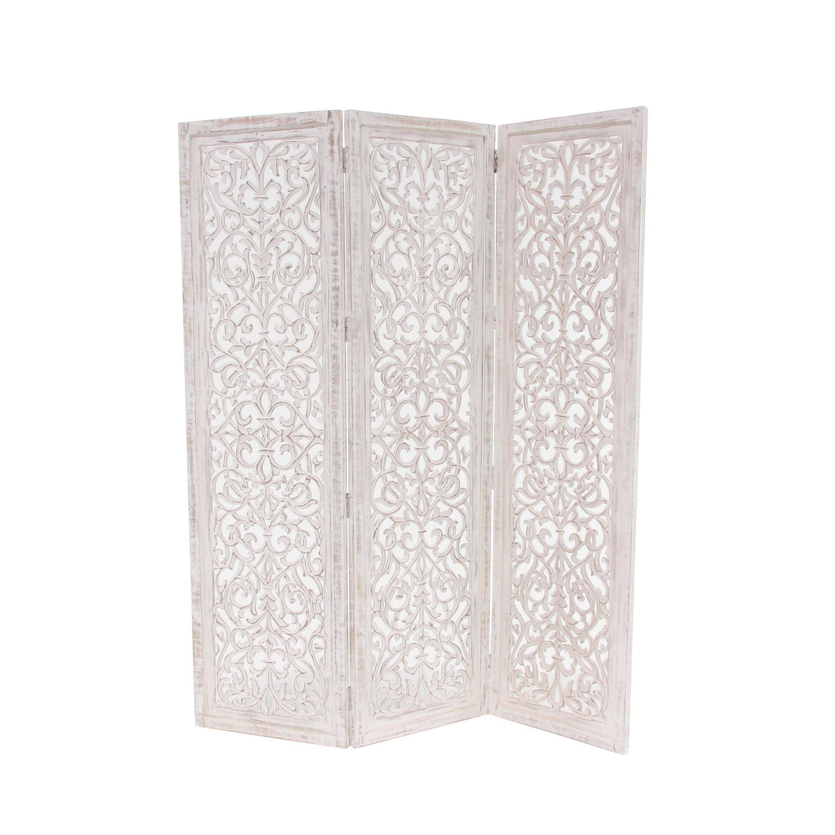 Whitewashed 3 Panel Room Divider A2336