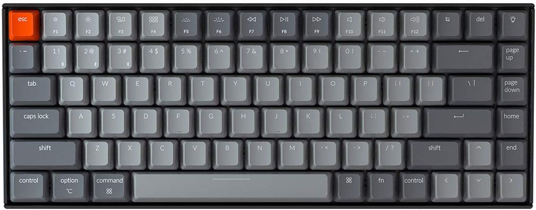 Keychron K2 75% Layout Bluetooth Mechanical Keyboard with Gateron G Pro Blue Switch/White LED Backlit/USB C/Anti Ghosting/N-Key Rollover/Compact 84 Key Wireless Keyboard for Mac Windows-Version 2 Y15416