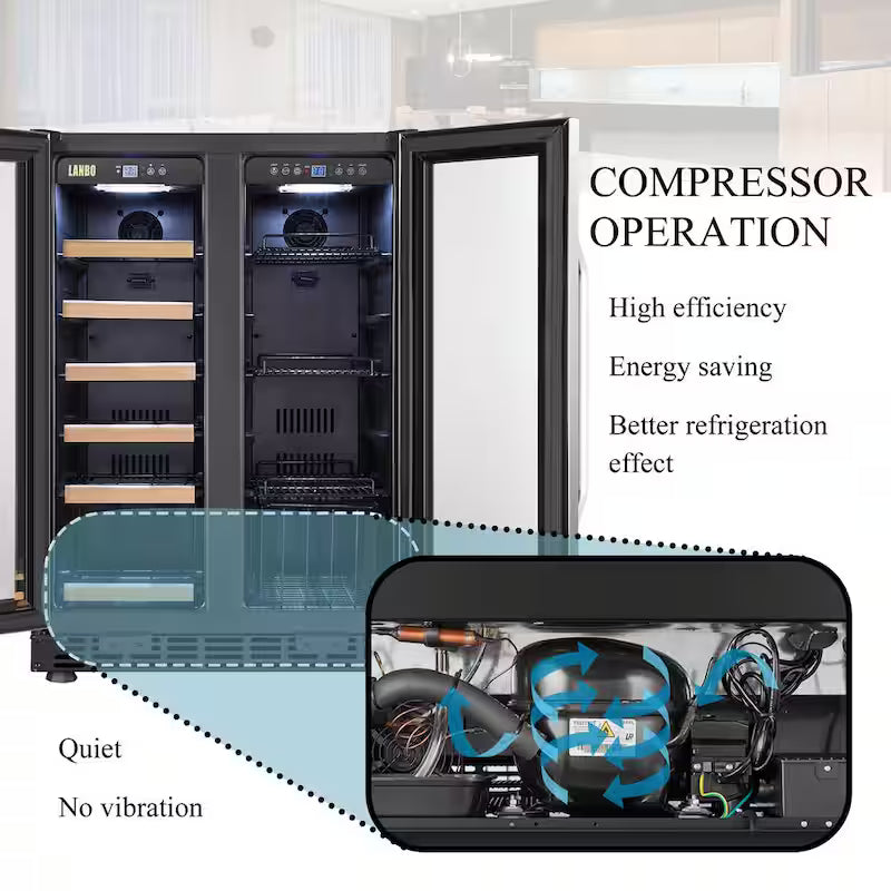 18-Bottle 55-Can Dual Zone Stainless Steel Wine Refrigerator H257