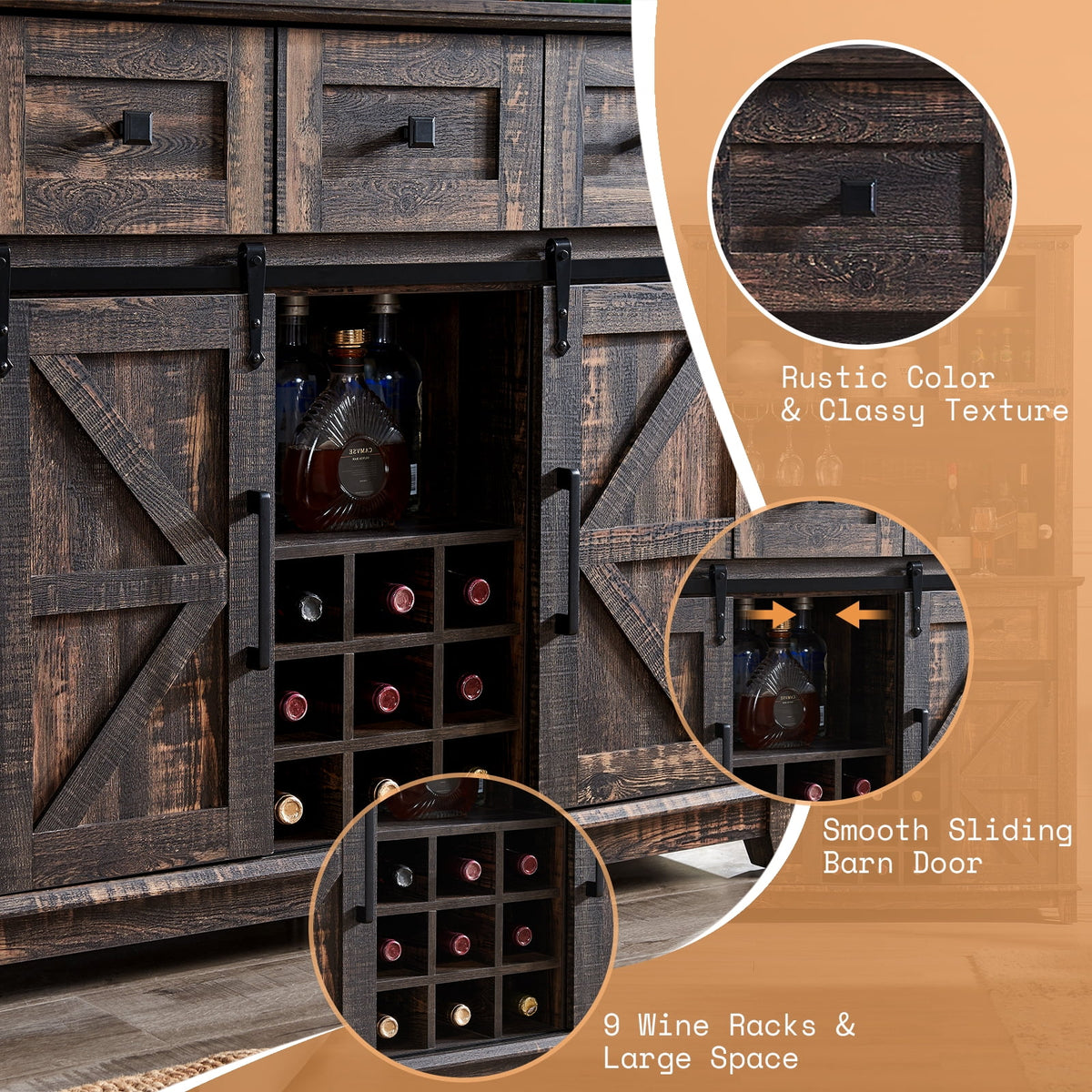 Dark Rustic Oak Kitchen Cabinet Z259547