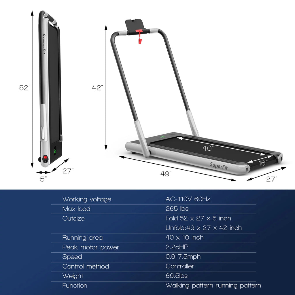 2.25HP 2-in-1 Folding Under Desk Treadmill C34318