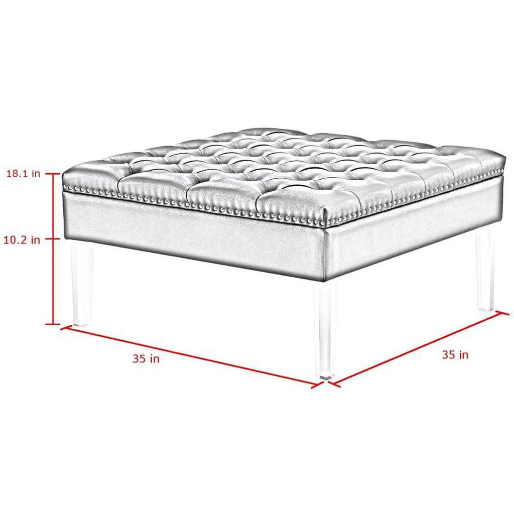 Espresso Oversized Faux Leather Tufted Ottoman M116618