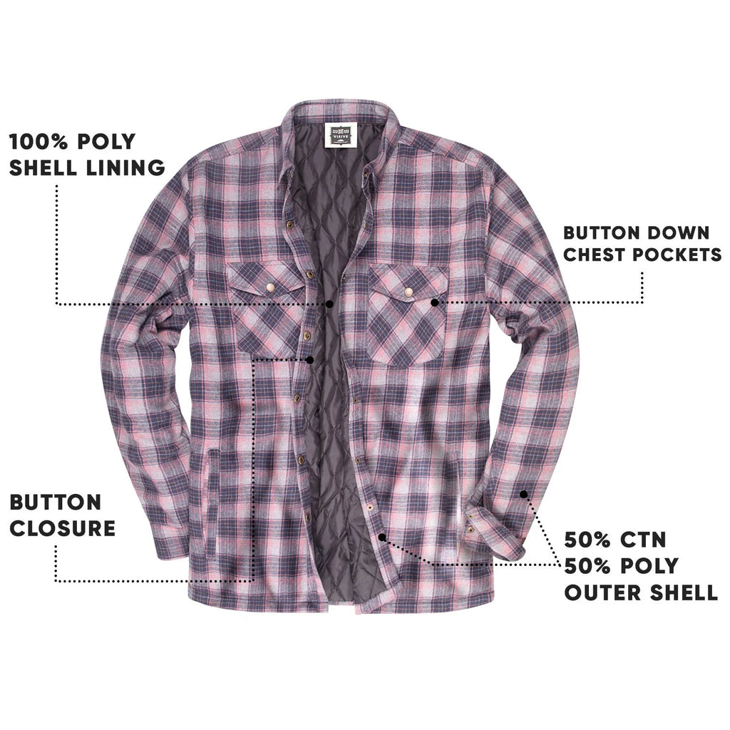 Men's Sherpa-Lined Flannel Button-Up Jacket X9780