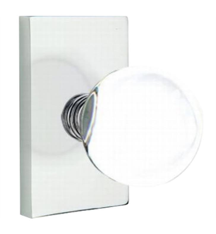 Octagon Knob Passage with Modern Rectangular Rose Satin Nickel Finish B324