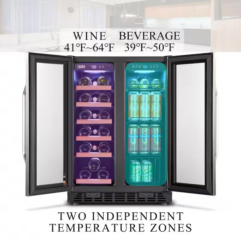 18-Bottle 55-Can Dual Zone Stainless Steel Wine Refrigerator H257