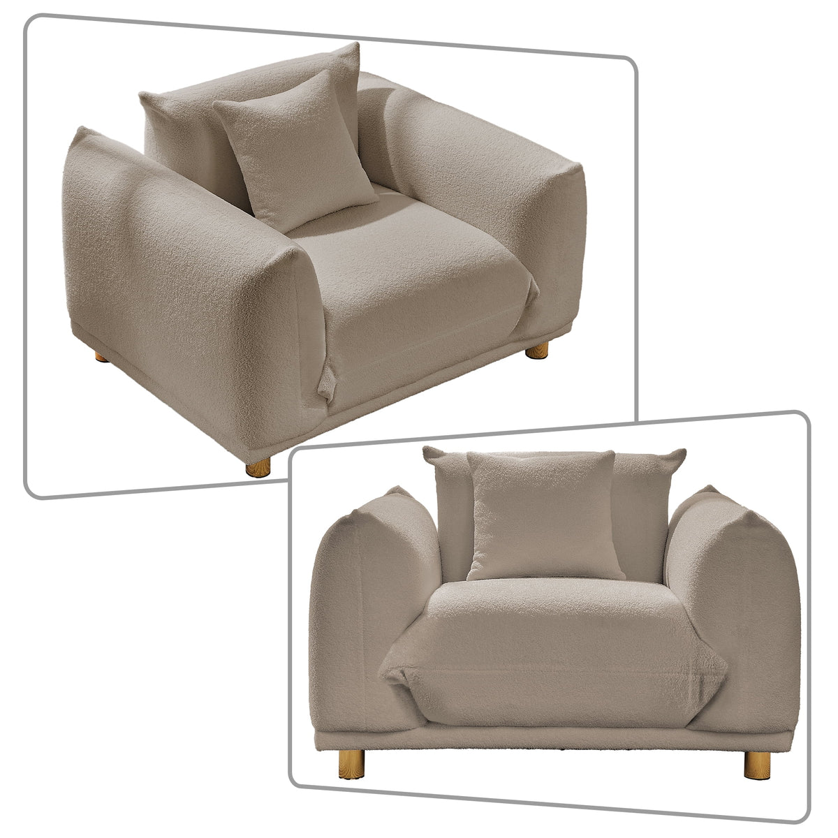 Teddy Fabric Upholstered Accent Chair with Metal Legs D634317