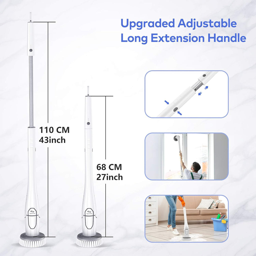Electric Spin Scrubber with 4 Replaceable Rotating Brush Heads, Adjustable Extension Handle E45505