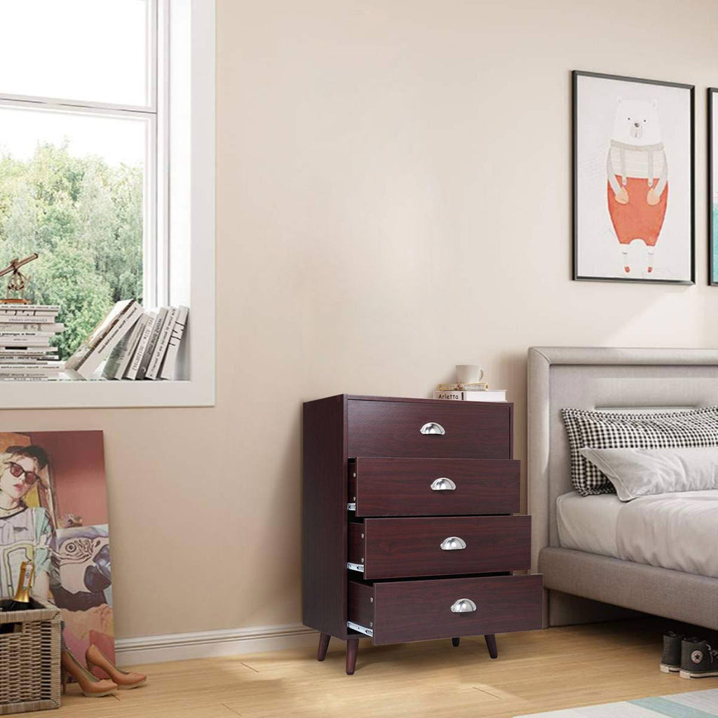 Brown 4 Drawer Nightstand Cabinet O734465
