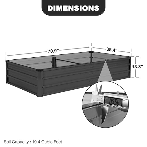 6x3x1ft Galvanized Metal Raised Garden Bed Dark Gray I1928