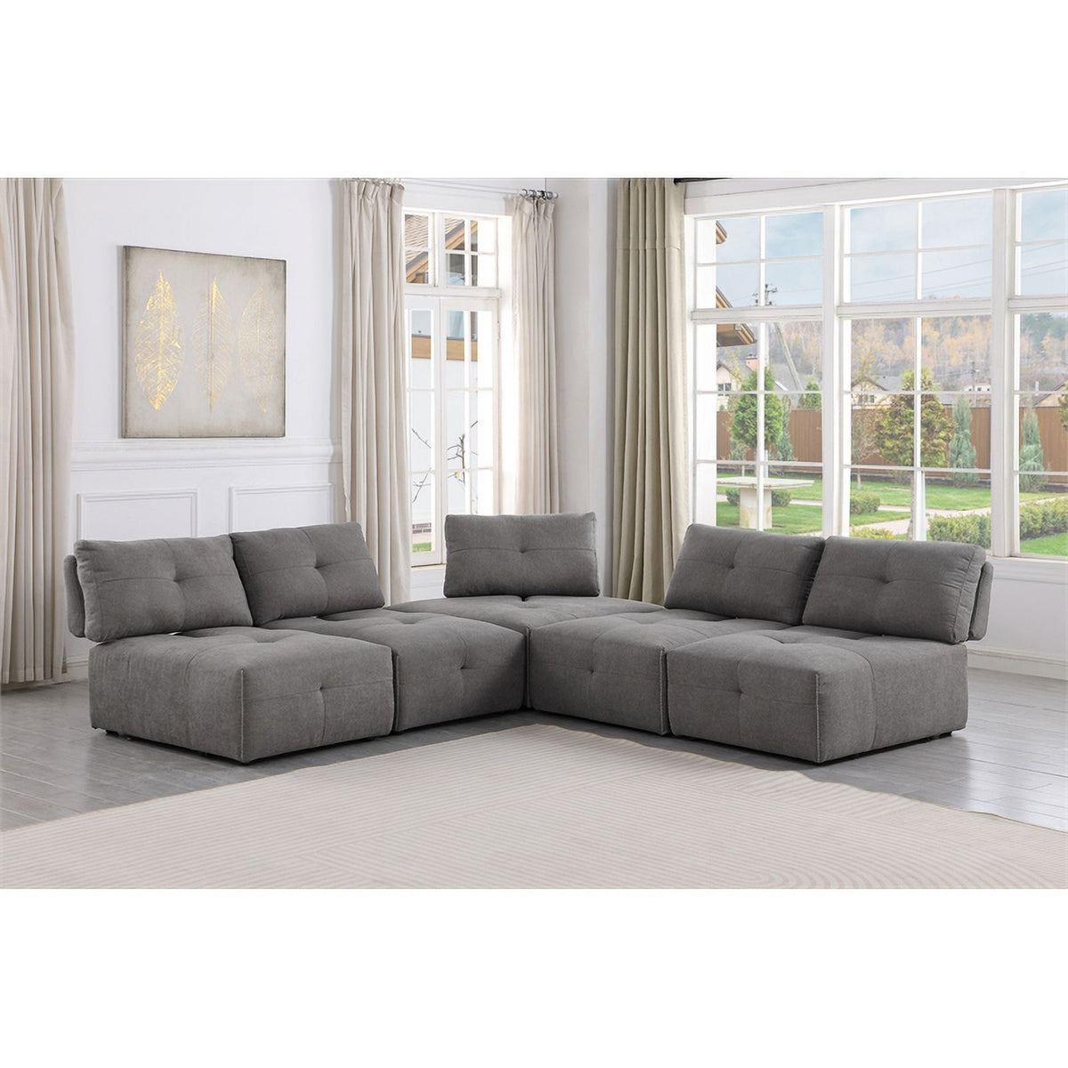 Gray Linen Fabric Corner Wedge D99663