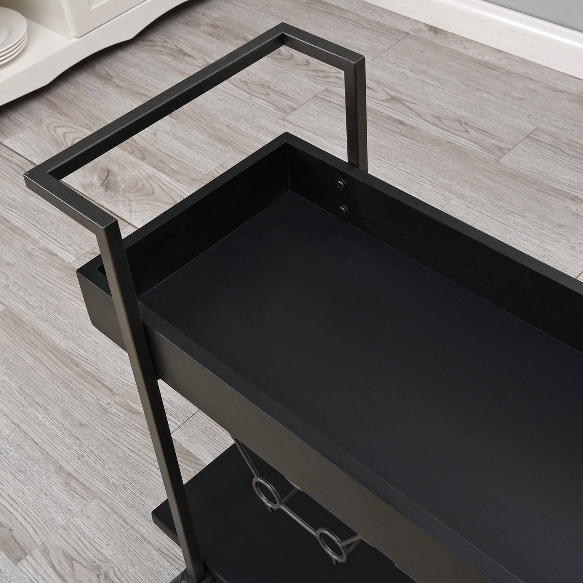 Black Wheeled Bar Cart V24609