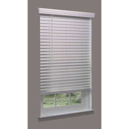 Cordless Faux Wood Blind, White, 29-1/4x22w x 5 N253