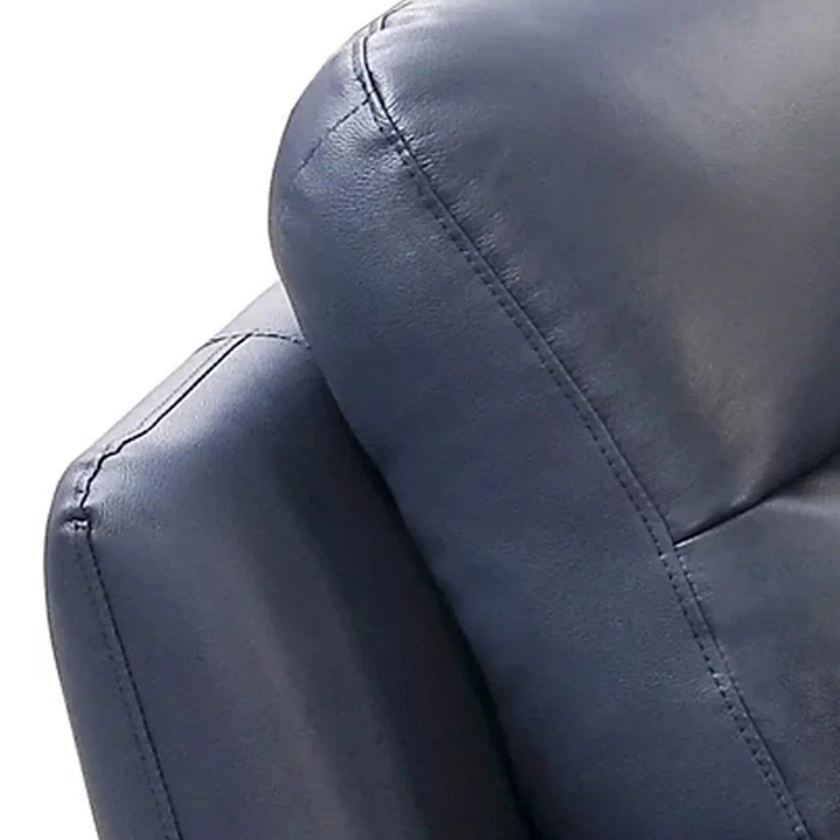 Navy Blue Channel Tufted Leather Sofa Chair L605
