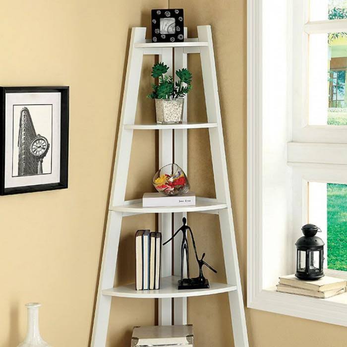 White Corner Ladder Shelf A168