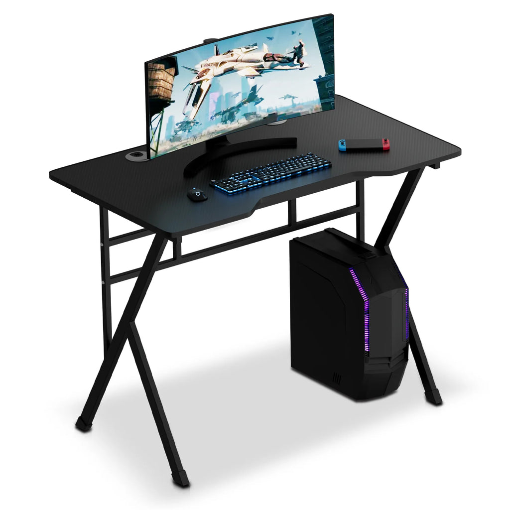 Black Portable Computer Desk with Host Rack D153935