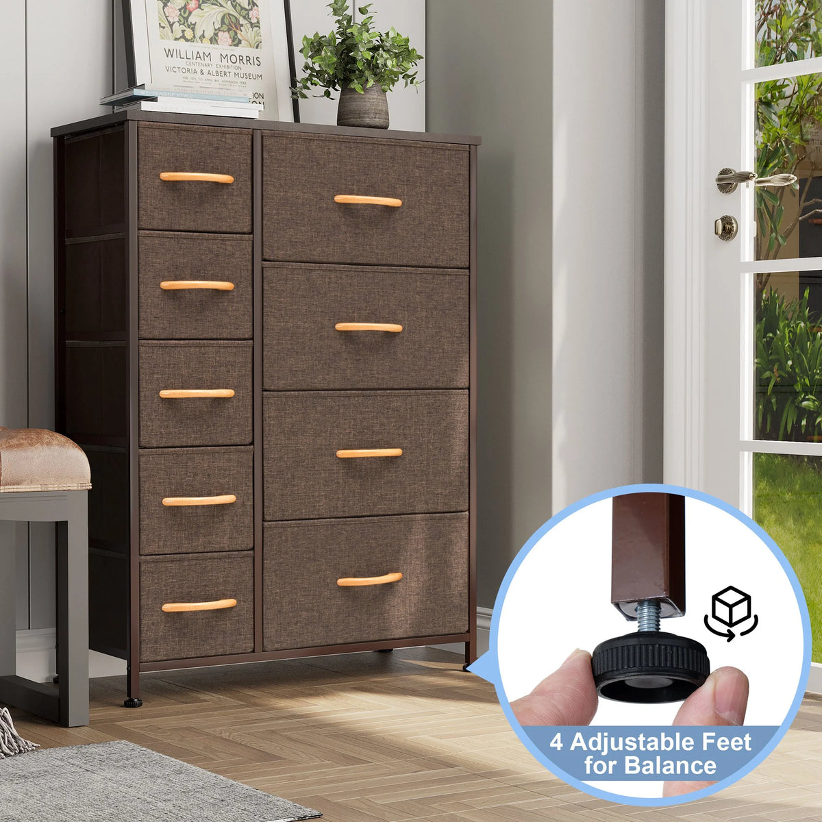 9 Drawer Brown Dresser P2128