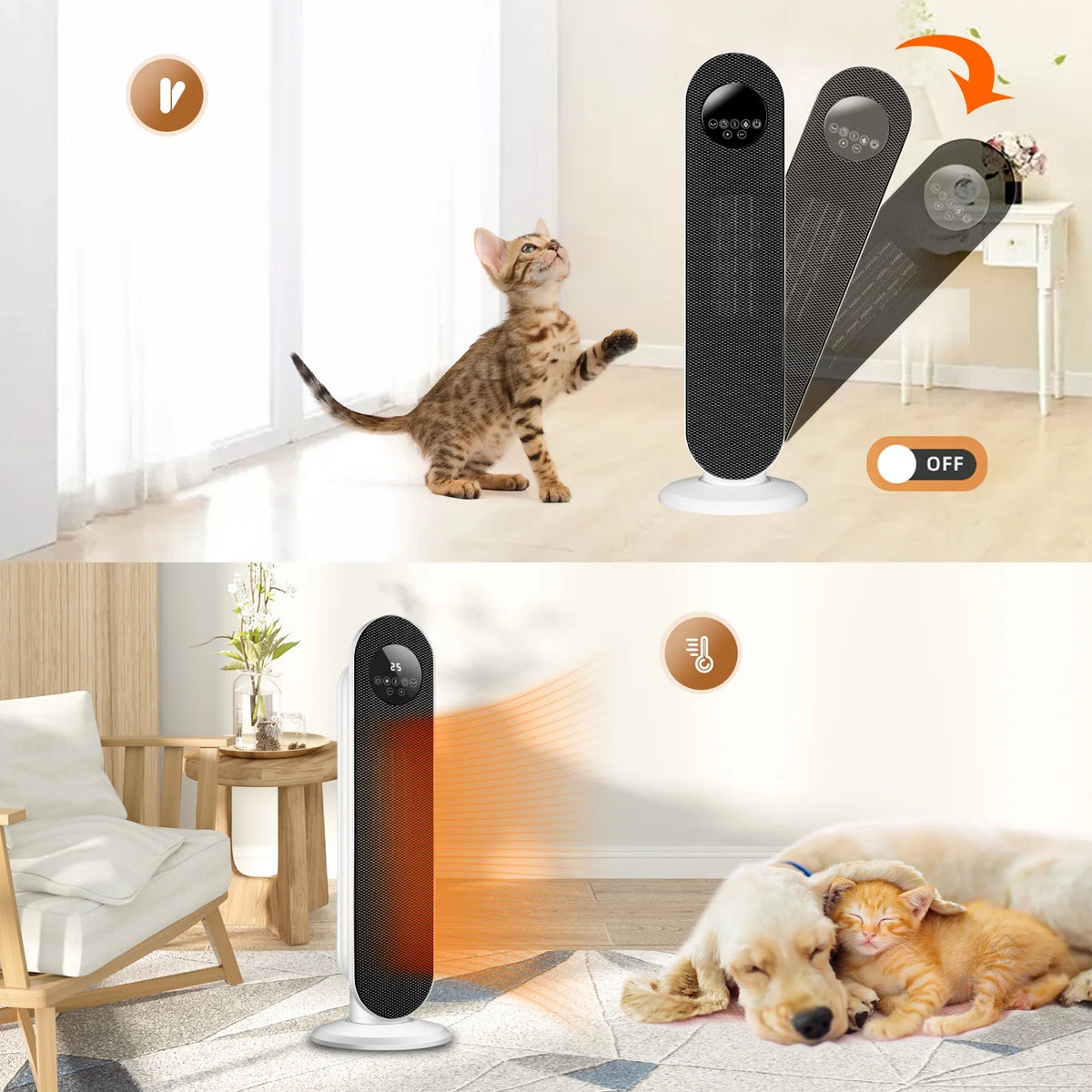 1500W Electric Oscillating Ceramic Tower Heater R69958