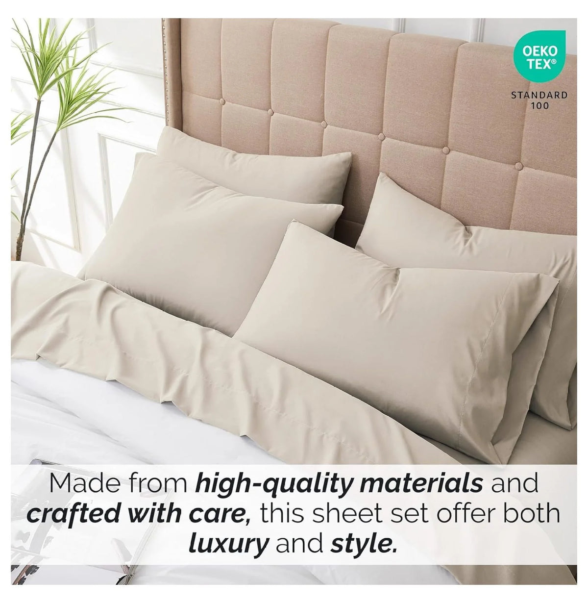 6-Piece Full Size Extra Deep Pocket Sheet Set with Flat and Fitted Sheet, 4 Pillowcases O26213