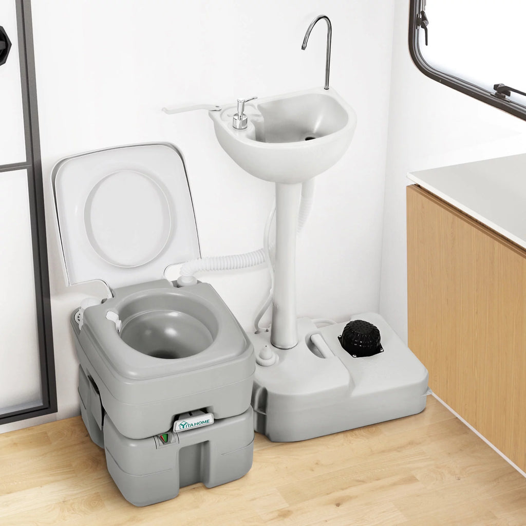 5.3 Gallon Portable Toilet and 17L Camping Sink G554