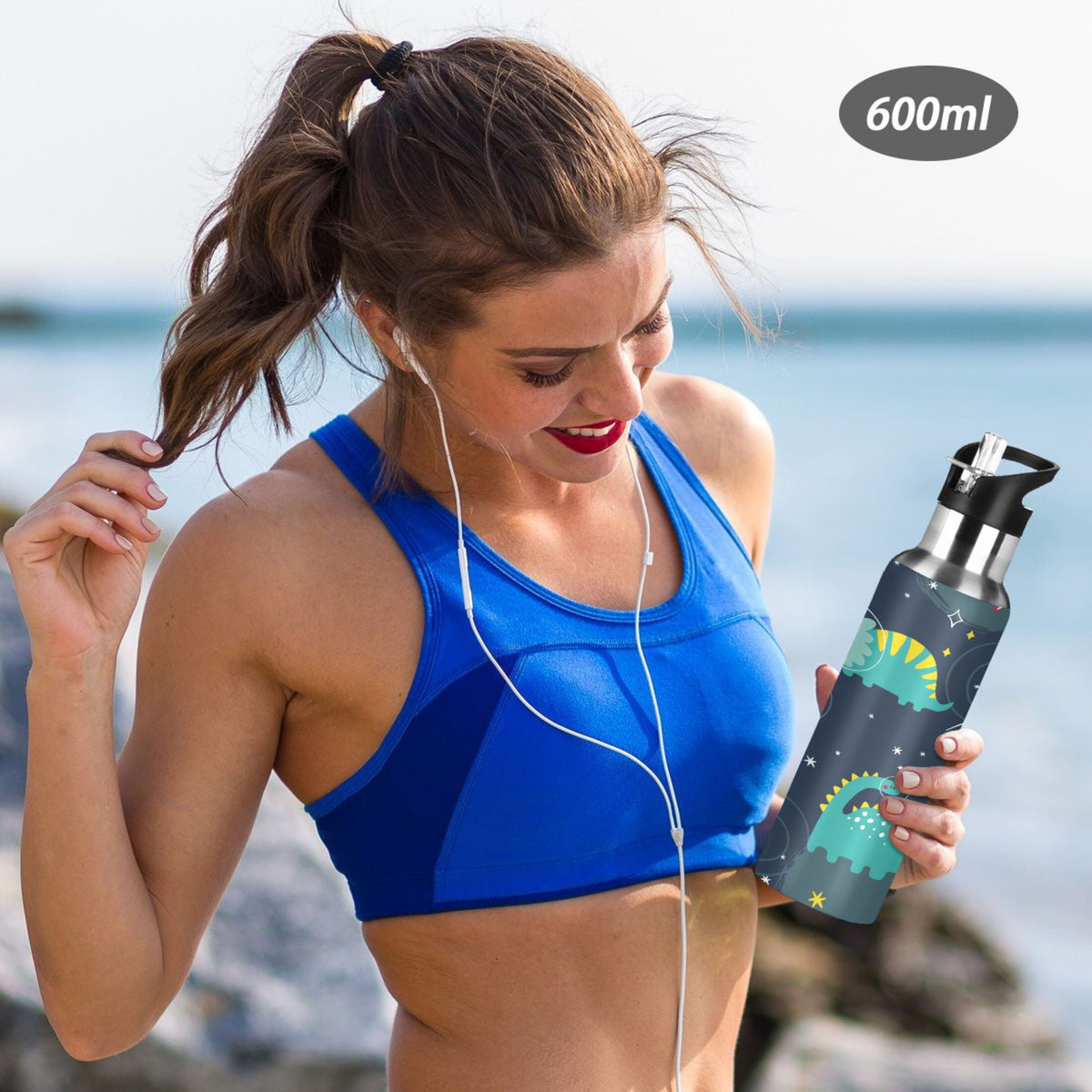 Stainless Steel Insulated Vacuum Flask Water Bottle with Straw Lid F763