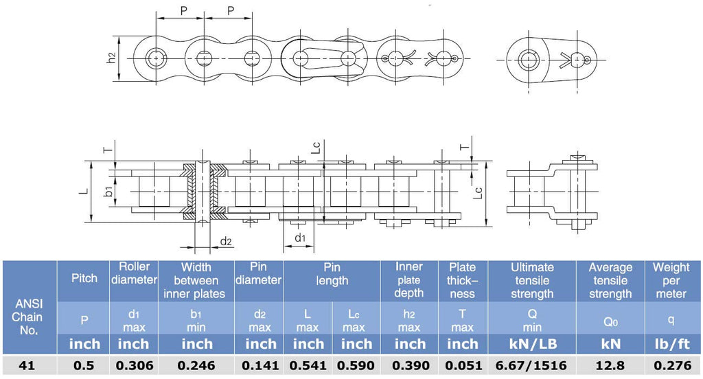 50 feet Roller Chain Pack of 2 O863