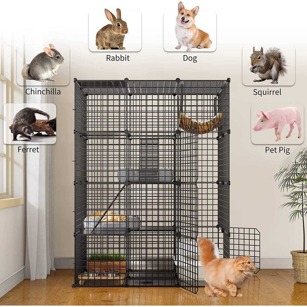 4-Tier Cat Cage Cat Hammock Metal Wire Cat Kennel Cat Playpen I293