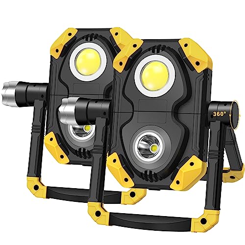 2 Pack Magnetic 6000 Lumen Rechargeable Folding Waterproof Led Work Light Y142322